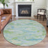8' X 8' Mint Green Sky Blue And Ivory Abstract Washable Round Rug With UV Protection