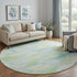 8' X 8' Mint Green Sky Blue And Ivory Abstract Washable Round Rug With UV Protection