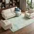 8' Mint Green Sky Blue And Ivory Abstract Washable Area Rug With UV Protection