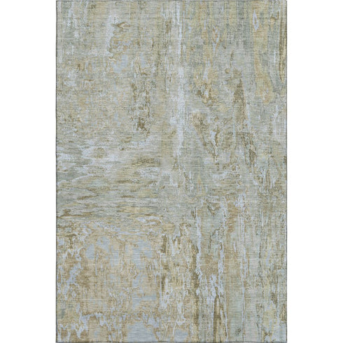 5' X 8' Khaki And Silver Abstract Washable Area Rug With UV Protection