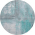 8' X 8' Teal Gray And Silver Abstract Washable Round Rug With UV Protection