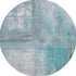 8' X 8' Teal Gray And Silver Abstract Washable Round Rug With UV Protection