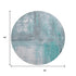 8' X 8' Teal Gray And Silver Abstract Washable Round Rug With UV Protection