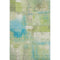 5' X 8' Lime Green Teal And Ivory Abstract Washable Area Rug With UV Protection