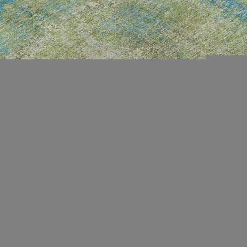 5' X 8' Lime Green Teal And Ivory Abstract Washable Area Rug With UV Protection