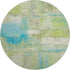 8' X 8' Lime Green Teal And Ivory Abstract Washable Round Rug With UV Protection