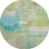 8' X 8' Lime Green Teal And Ivory Abstract Washable Round Rug With UV Protection