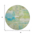 8' X 8' Lime Green Teal And Ivory Abstract Washable Round Rug With UV Protection