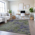 8' Olive Green And Purple Abstract Washable Area Rug With UV Protection