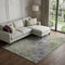 8' Olive Green And Purple Abstract Washable Area Rug With UV Protection