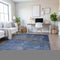 9' X 12' Blue Gray And Silver Abstract Washable Area Rug With UV Protection