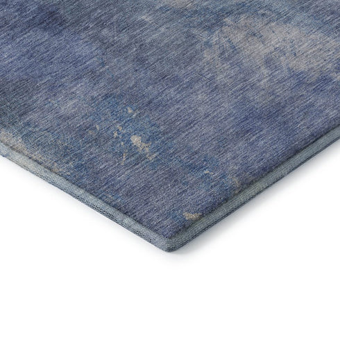 9' X 12' Blue Gray And Silver Abstract Washable Area Rug With UV Protection