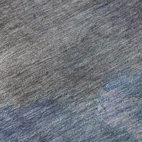 9' X 12' Blue Gray And Silver Abstract Washable Area Rug With UV Protection