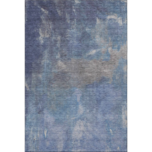 9' X 12' Blue Gray And Silver Abstract Washable Area Rug With UV Protection
