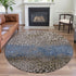 8' X 8' Khaki Blue And Ivory Polka Dot Washable Round Rug With UV Protection
