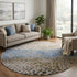 8' X 8' Khaki Blue And Ivory Polka Dot Washable Round Rug With UV Protection