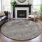 8' X 8' Taupe Blue And Beige Oriental Washable Round Rug With UV Protection