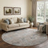8' X 8' Taupe Blue And Beige Oriental Washable Round Rug With UV Protection
