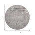 8' X 8' Taupe Blue And Beige Oriental Washable Round Rug With UV Protection