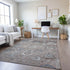 8' Taupe Blue And Beige Oriental Washable Area Rug With UV Protection