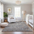 8' Taupe Blue And Beige Oriental Washable Area Rug With UV Protection