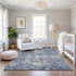 8' Blue Gray And Silver Floral Washable Area Rug With UV Protection
