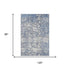 8' Blue Gray And Silver Floral Washable Area Rug With UV Protection