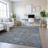 8' Gray And Blue Floral Washable Area Rug With UV Protection
