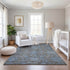 8' Gray And Blue Floral Washable Area Rug With UV Protection