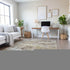 9' X 12' Ivory Beige And Brown Striped Washable Area Rug With UV Protection