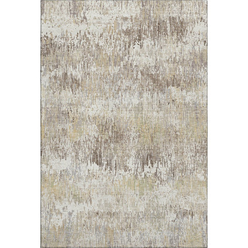 9' X 12' Ivory Beige And Brown Striped Washable Area Rug With UV Protection