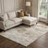 9' X 12' Ivory Beige And Brown Striped Washable Area Rug With UV Protection