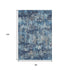 8' Navy Blue Ivory And Gray Striped Washable Area Rug With UV Protection