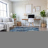 8' Navy Blue Ivory And Gray Striped Washable Area Rug With UV Protection