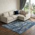 8' Navy Blue Ivory And Gray Striped Washable Area Rug With UV Protection
