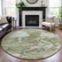8' X 8' Artichoke Green Ivory And Sage Abstract Washable Round Rug With UV Protection