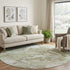 8' X 8' Artichoke Green Ivory And Sage Abstract Washable Round Rug With UV Protection