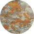 8' X 8' Copper Taupe And Orange Abstract Washable Round Rug With UV Protection