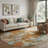 8' X 8' Copper Taupe And Orange Abstract Washable Round Rug With UV Protection
