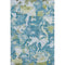5' X 8' Denim Blue Ivory And Green Abstract Washable Area Rug With UV Protection