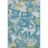5' X 8' Denim Blue Ivory And Green Abstract Washable Area Rug With UV Protection