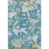 5' X 8' Denim Blue Ivory And Green Abstract Washable Area Rug With UV Protection