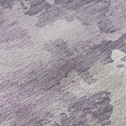 5' X 8' Lavender And Ivory Abstract Washable Area Rug With UV Protection