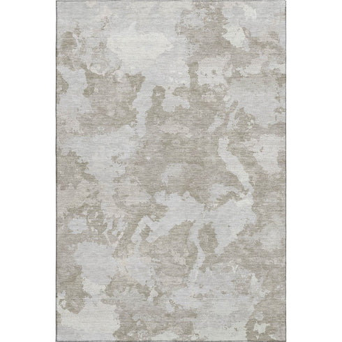 8' Taupe Gray And Silver Abstract Washable Area Rug With UV Protection