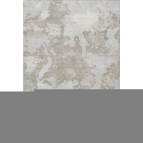8' Taupe Gray And Silver Abstract Washable Area Rug With UV Protection