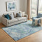 5' X 8' Pale Aqua Ivory And Gray Abstract Washable Area Rug With UV Protection