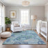 8' Pale Aqua Ivory And Gray Abstract Washable Area Rug With UV Protection