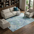 8' Pale Aqua Ivory And Gray Abstract Washable Area Rug With UV Protection