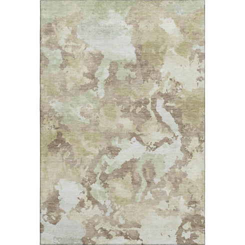 8' Taupe Ivory And Beige Abstract Washable Area Rug With UV Protection