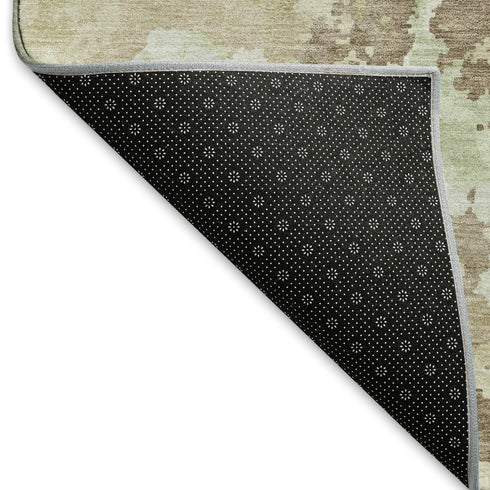 8' Taupe Ivory And Beige Abstract Washable Area Rug With UV Protection